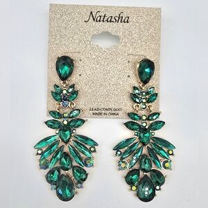 Natasha Couture Emerald Green Drop Earrings Wicked Statement